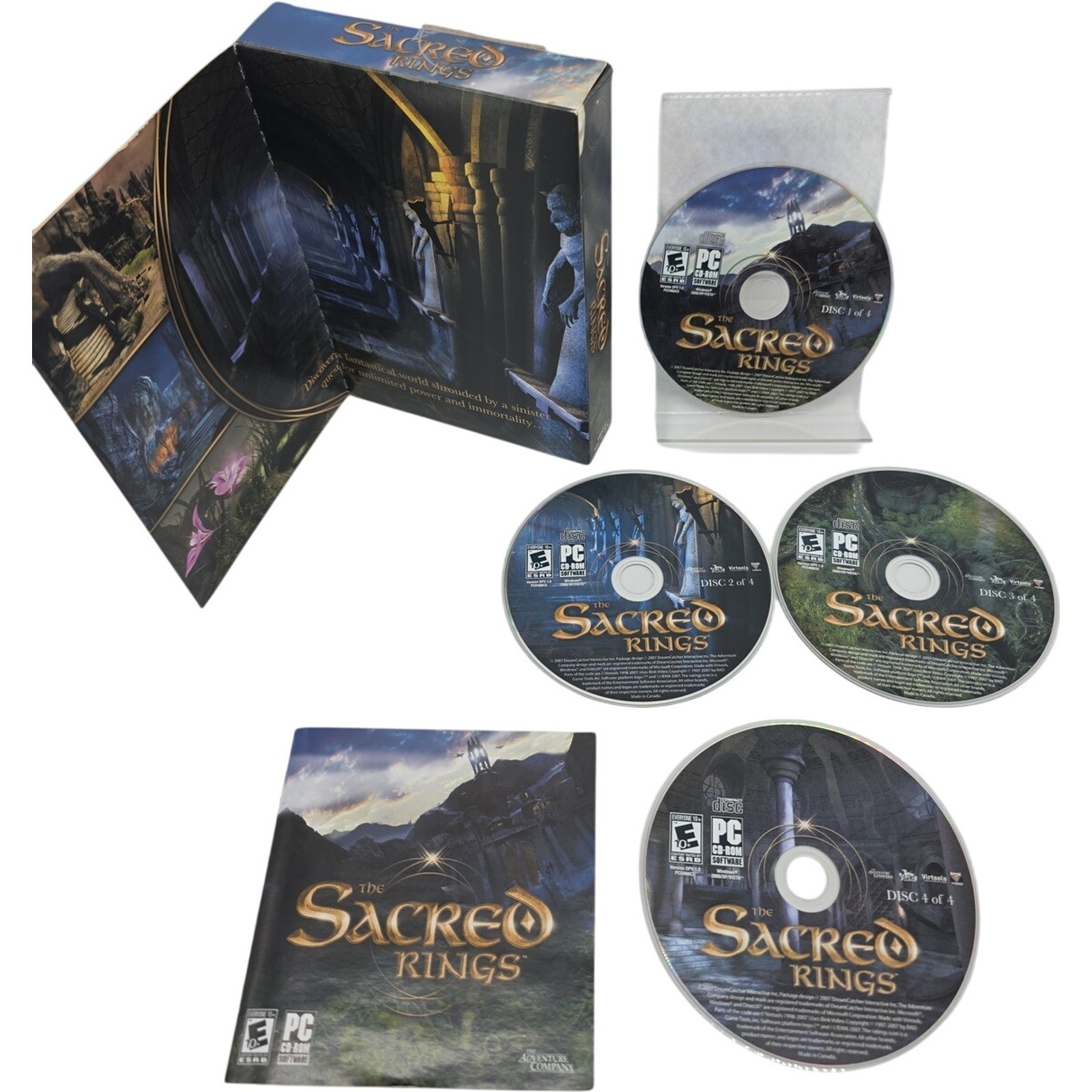 The Sacred Rings PC CD ROM 2007 Game 4 Disc Set The Adventure Company Tested
