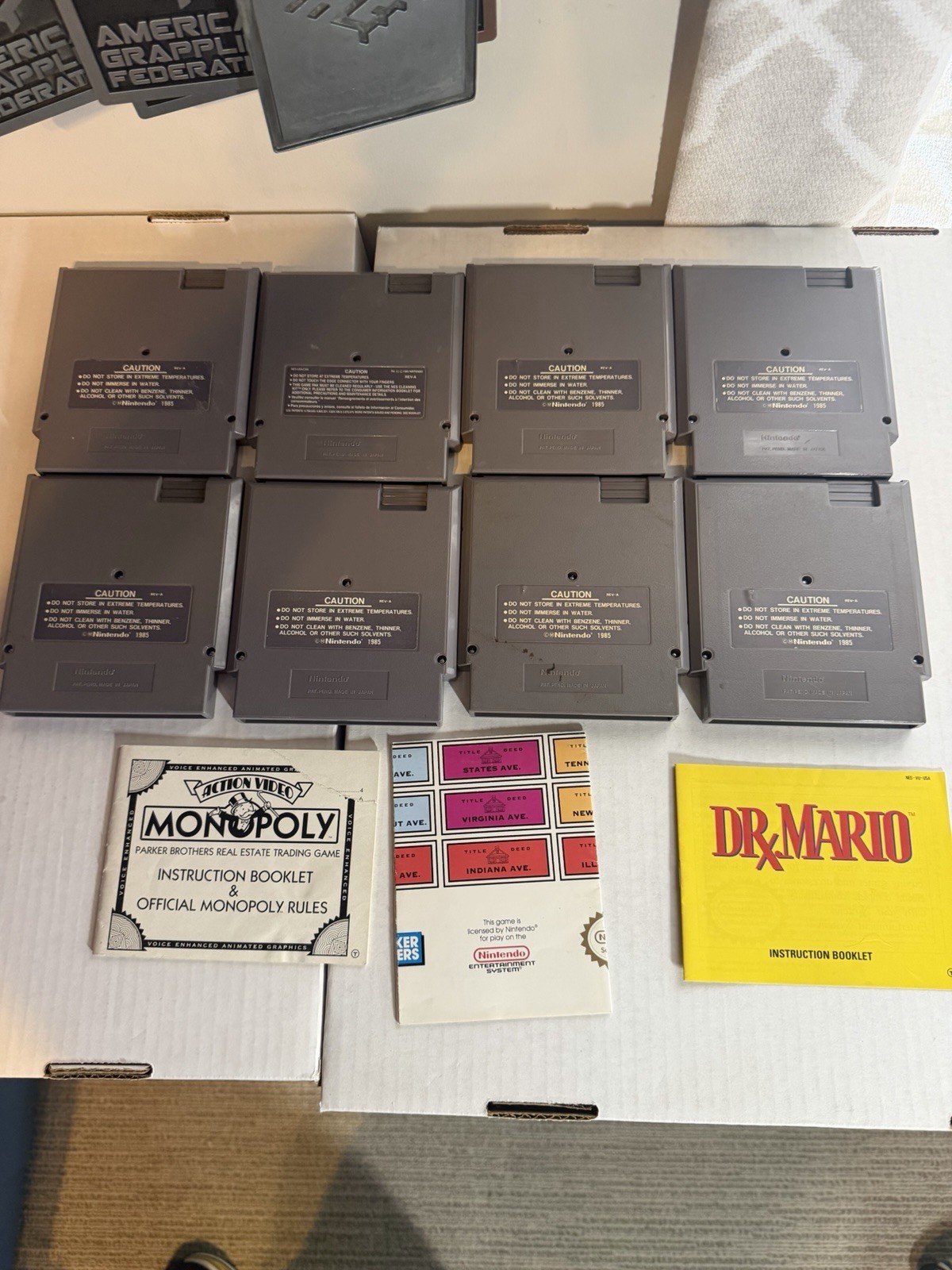 NES Puzzle Board Game Lot 8 Tested Dr Mario Jeopardy Monopoly Wheel