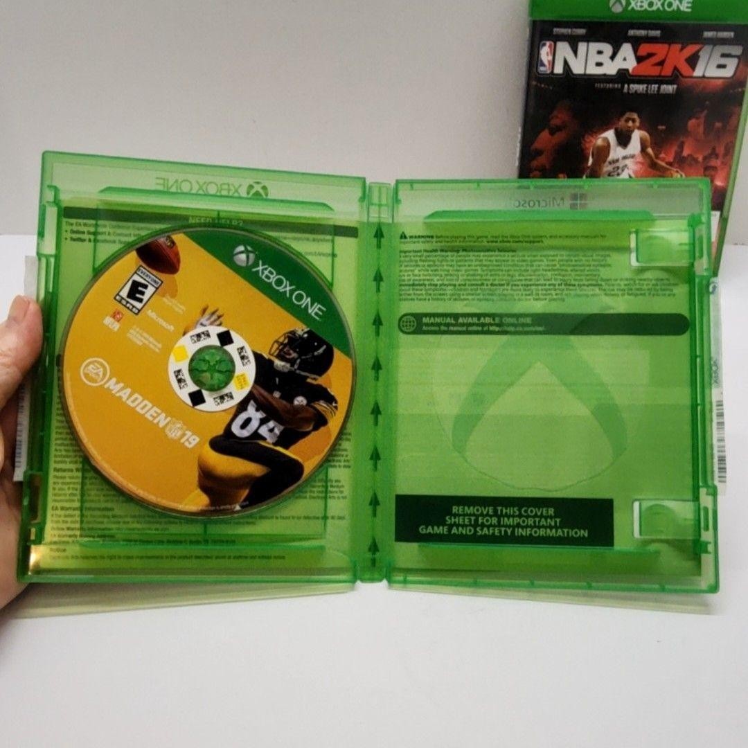 Madden NFL 16 Madden NFL 19 NBA 2K16 Xbox One Sports Game Lot 3 NTSC-U/C