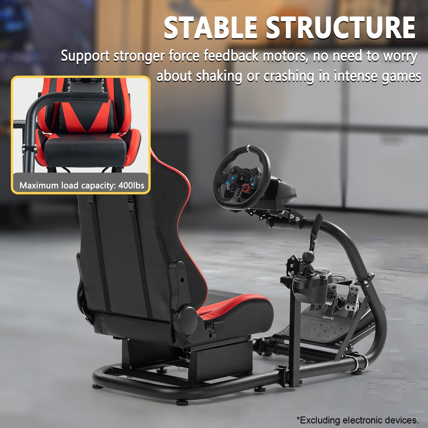 Marada G29 Racing Simulator Cockpit Wheel Stand with Seat Fit Logitech G923 G920