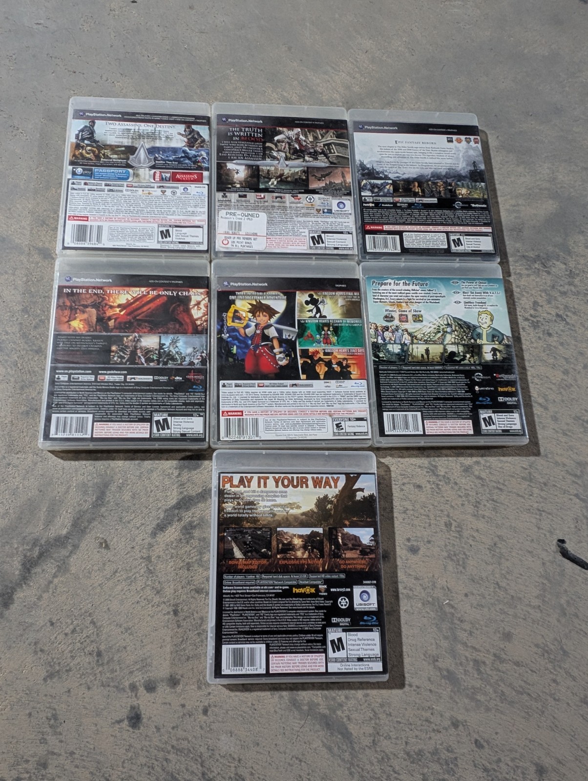 ps3 Lot 7 Skyrim Fallout 3 Kingdom Hearts God Of War Ac I Revelations Far Cry