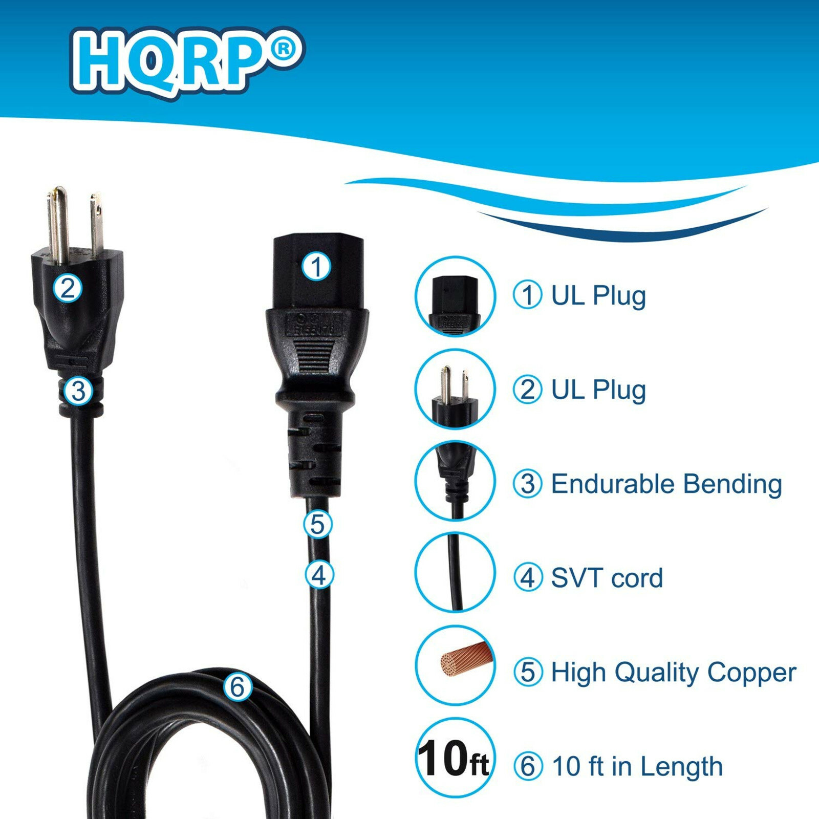 10ft AC Power Cord for Sony PlayStation PS 4 Pro Gaming Console, Mains Cable