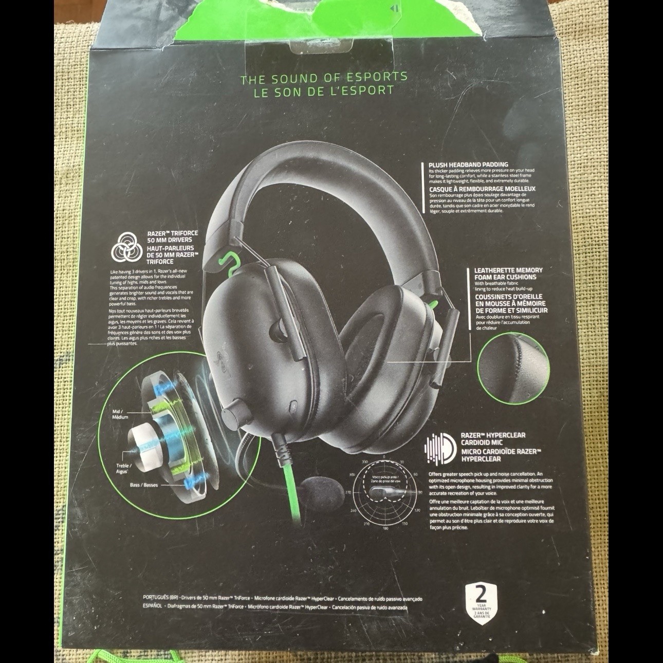 Razer BlackShark V2 X Wired Gaming Headset HyperClear Cardioid Mic Black