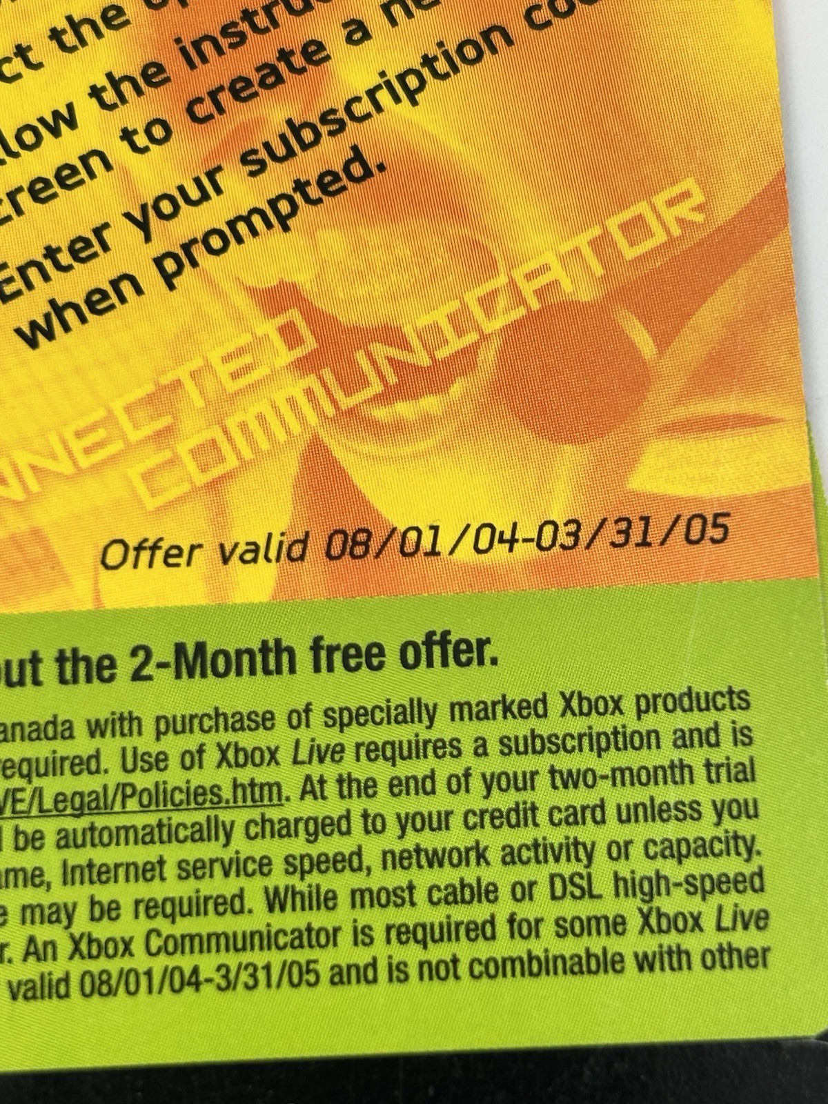 4 Original Xbox Live 2 Month Free Trial UNUSED INSERT ONLY Expired