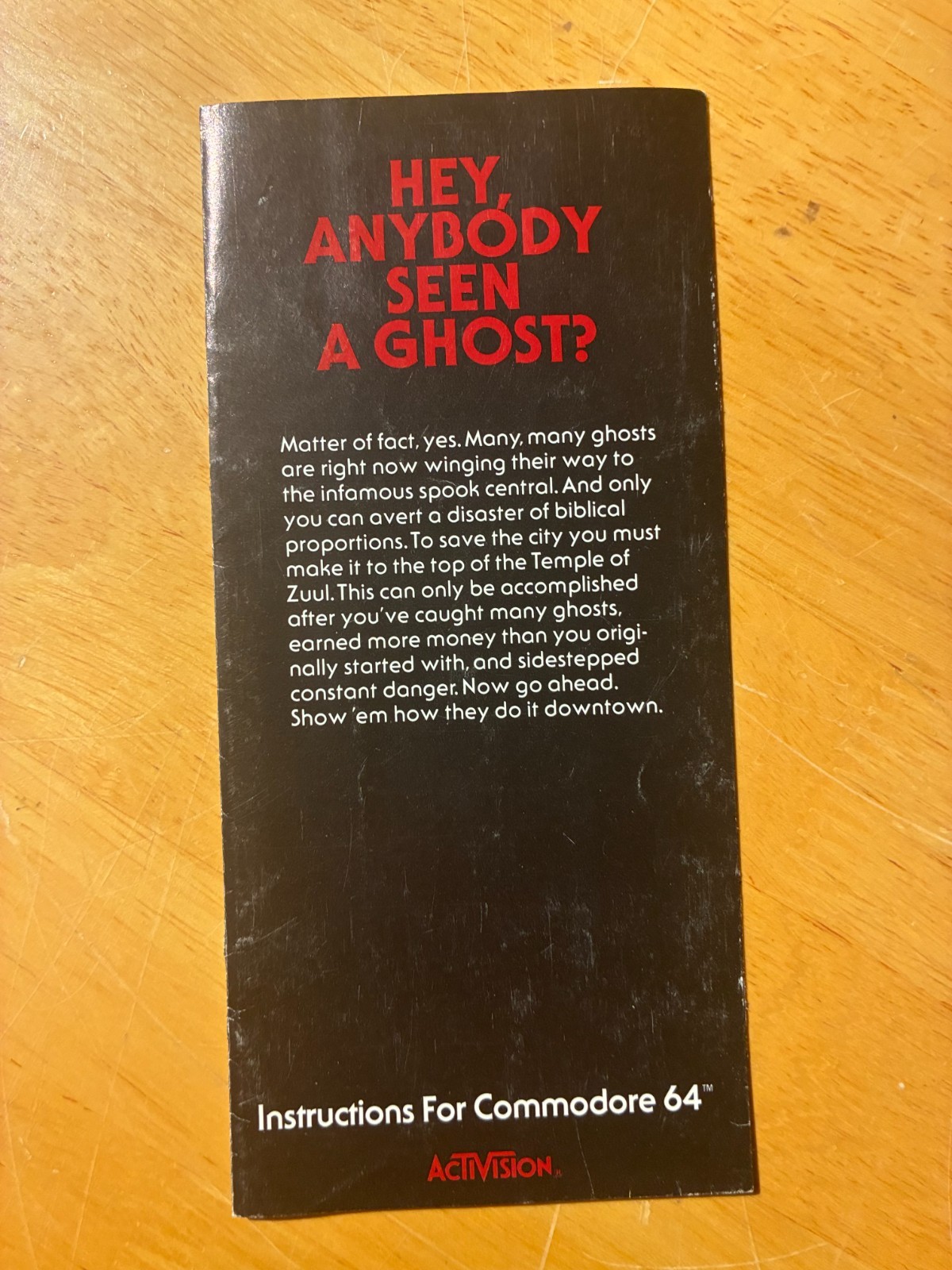 Commodore 64 manual – Ghostbusters