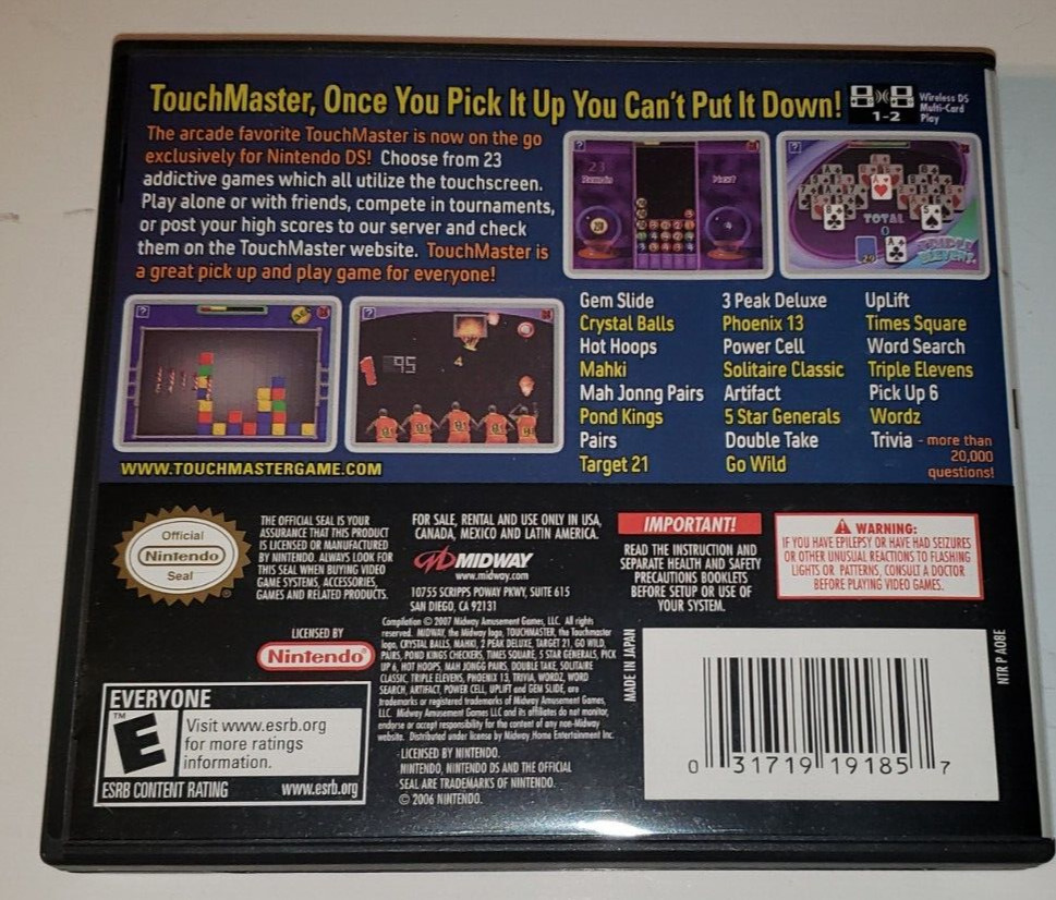 TouchMaster NDS Nintendo 2007 DS Complete