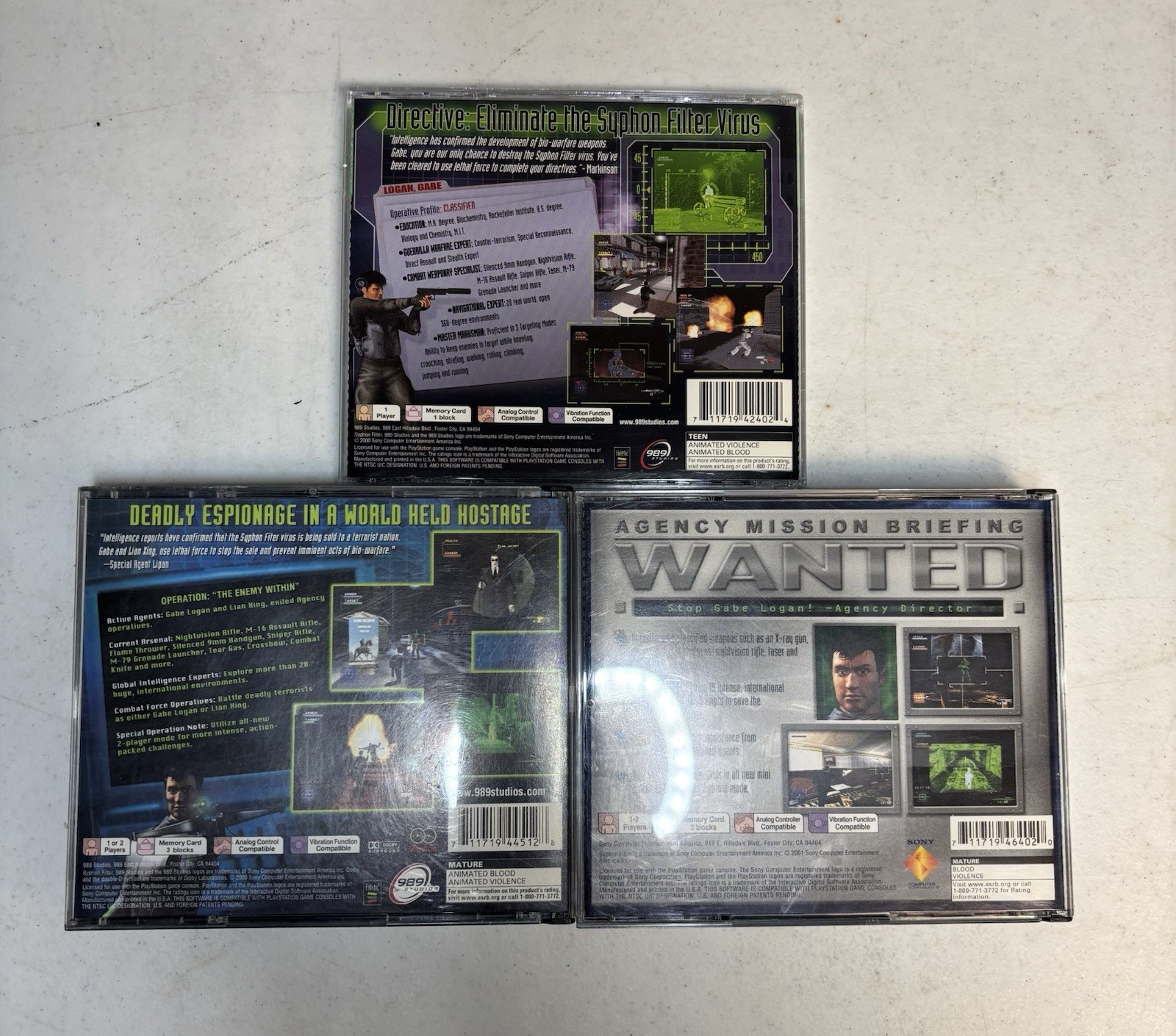PlayStation Syphon Filter Bundle (1,2,3) PS1 Games CIB Complete in Box TESTED