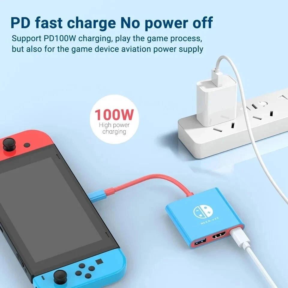 HDMI TV Dock For Nintendo Switch 1/2/OLED Docking Replacement Adapter Converter