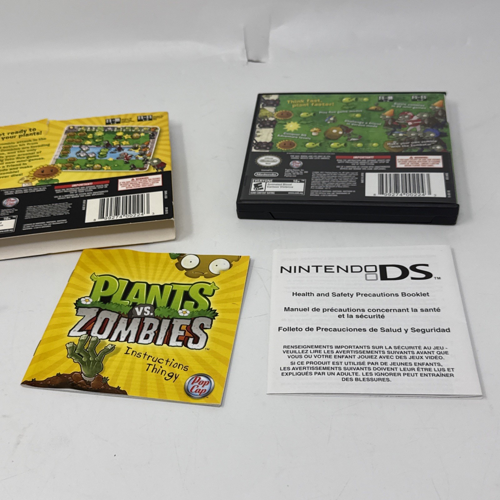 Plants vs. Zombies Nintendo DS Case, Manual, Outer Sleeve Only – NO GAME