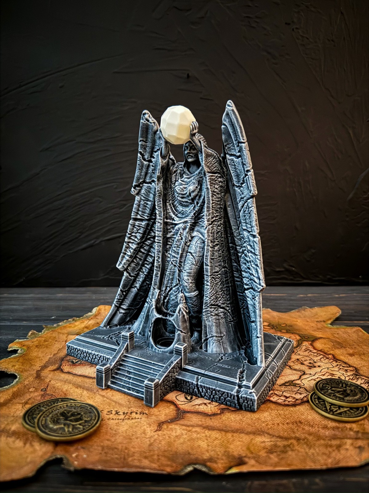 Statue of Meridia, LED Beacon of Dawn, Skyrim Inspired Glowing Figurine