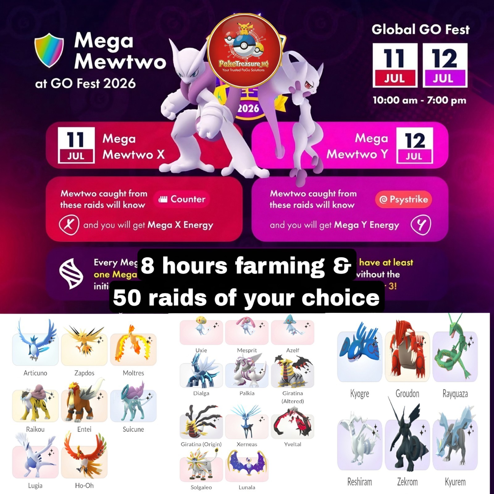 POKEMON GO FEST Global 2026 | Day 1 July 11 | 8hr Event Participation + 50 Raids
