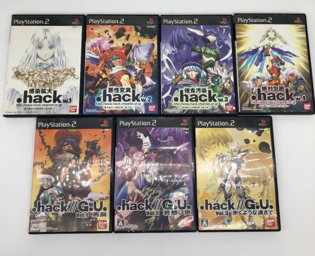 Lot 7 Dot hack .hack 1 2 3 4 & G.U. 1 2 3 set PS2 Playstation 2 Japanese Ver.