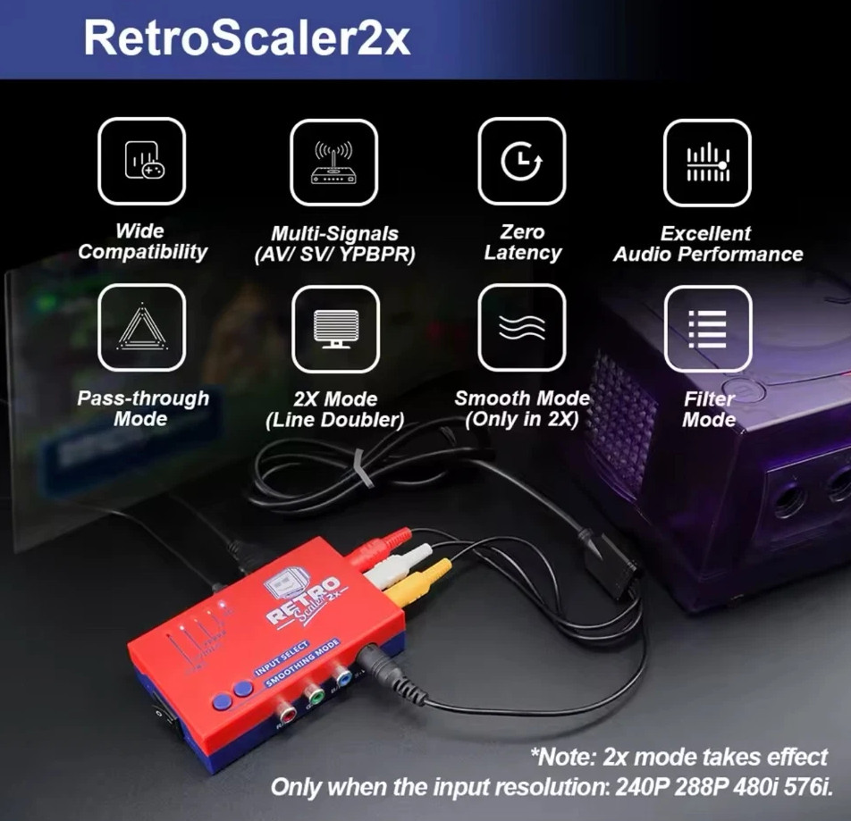 RetroScaler2x AV to HDMI Up-Scaler Converter Line-Doubler Retro Consoles