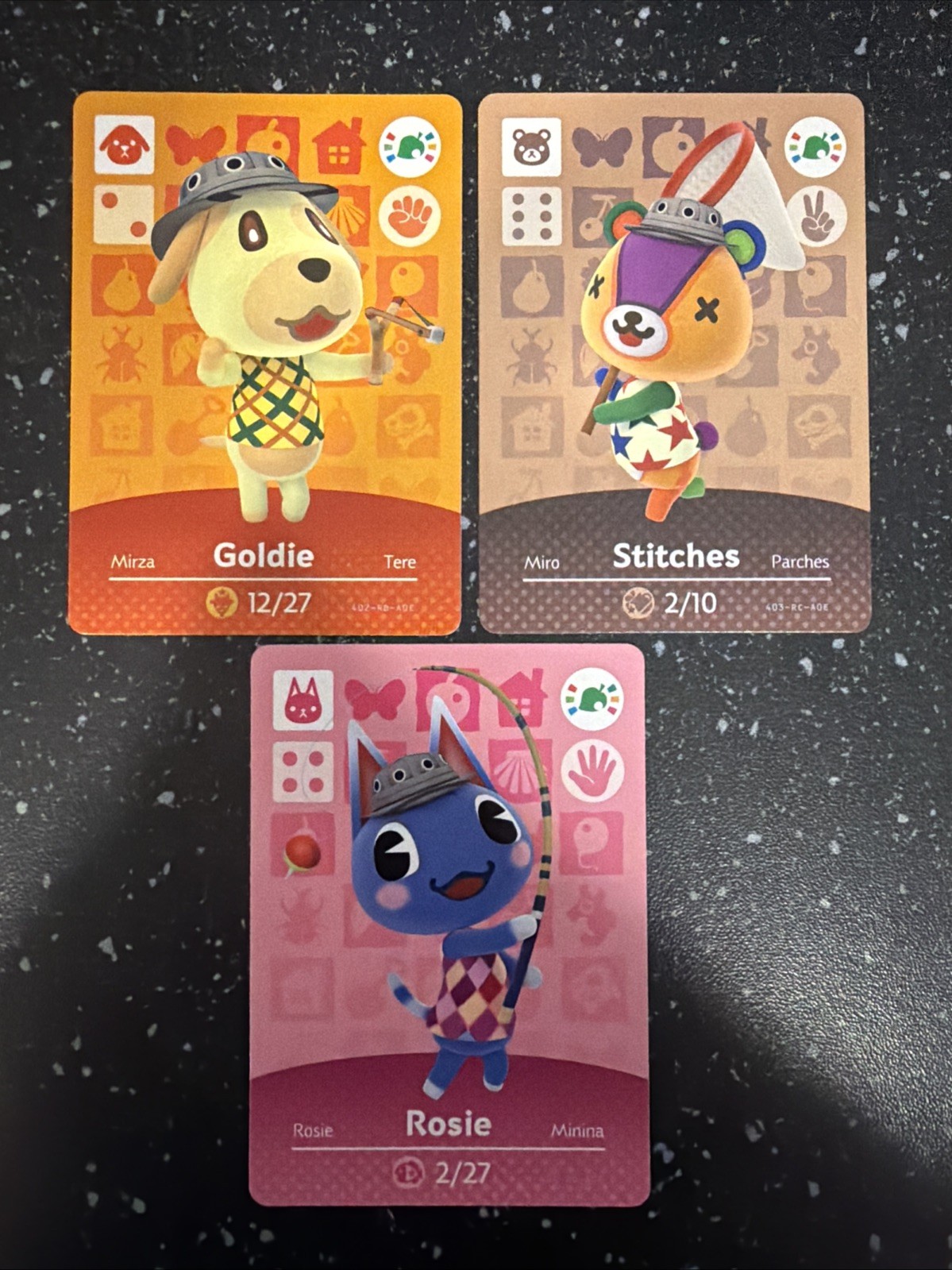 Goldie Rosie Stitches Animal Crossing NEW HORIZONS Amiibo Cards Lot AUTHENTIC