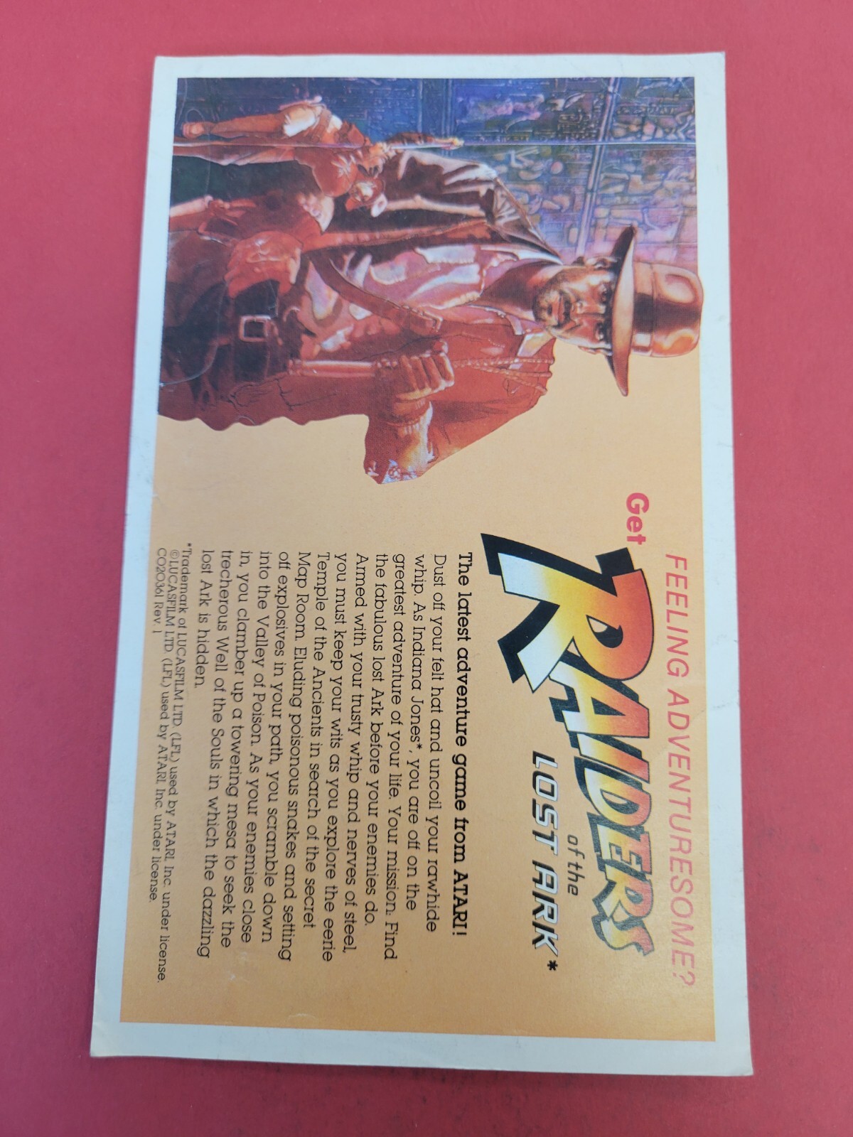 Indiana Jones Raiders of the Lost Ark Atari Advert INSERT ONLY Authentic