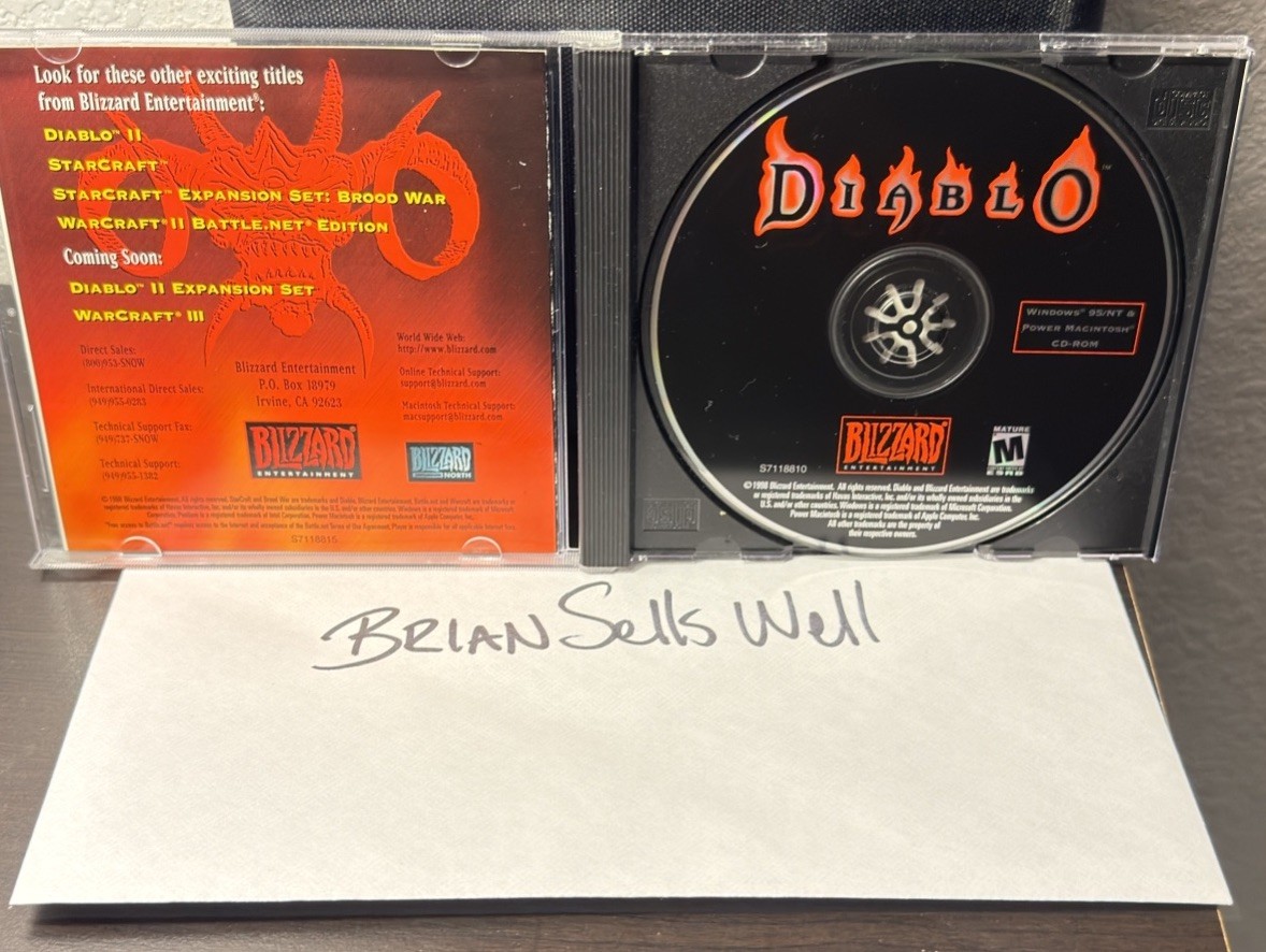 Diablo PC CD-ROM 1996 Blizzard Entertainment Complete Case Original Battle.net