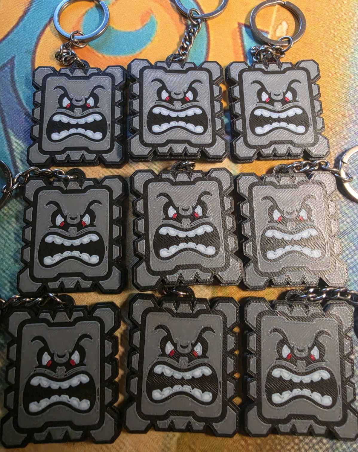 3D PRINTED THWOMP KEYCHAIN NOSTALGIA SUPER MARIO BROS GALAXY MARIO 64