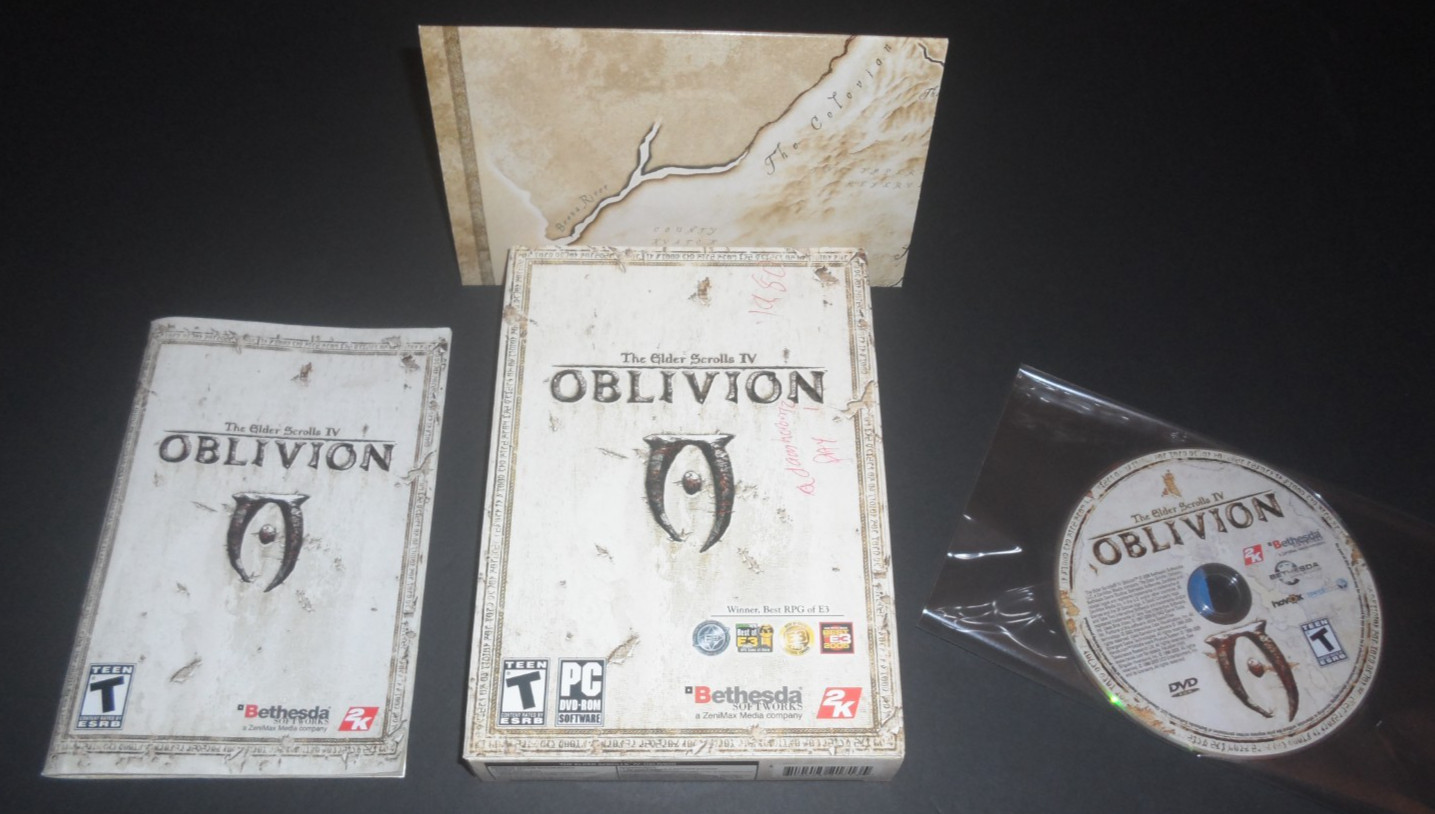 OBLIVION PC COMPUTER GAME BOX DISC MANUAL MAP ELDER’S SCROLLS 4 BETHESDA (2006)
