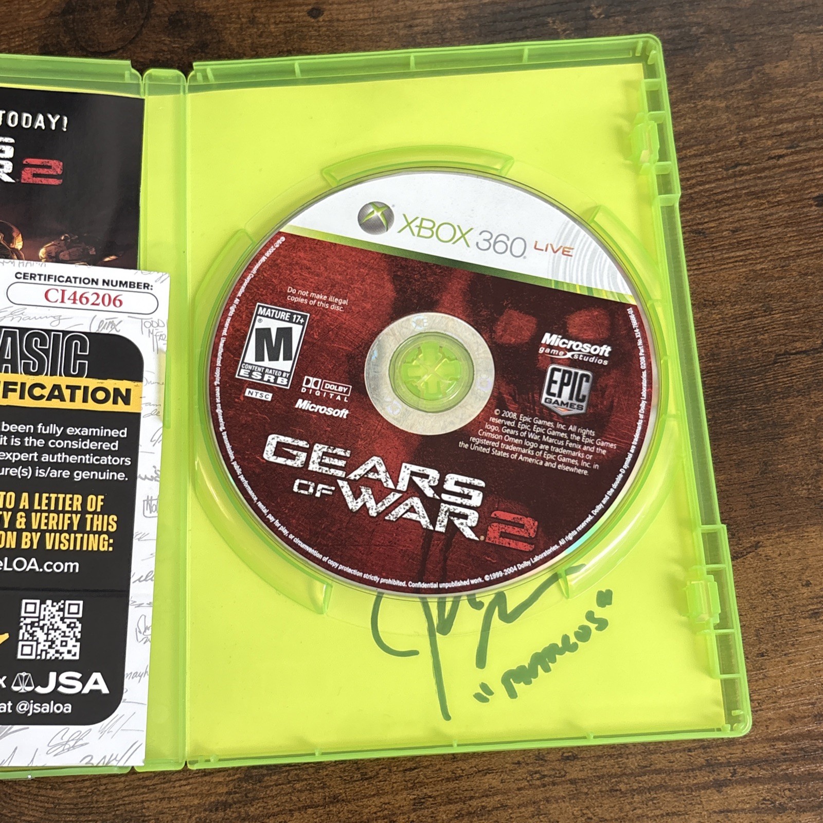 Gears of War 2 Signed Video Game John DiMaggio MARCUS FENIX JSA Xbox 360