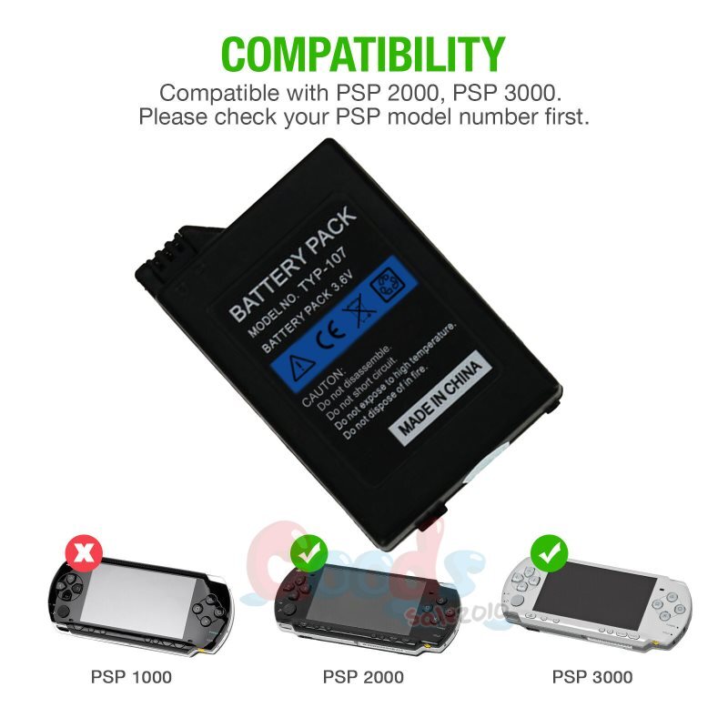 For Slim PSP 2000 3000 2001 3001 Rechargeable Replacement Battery Backup 3600mAh