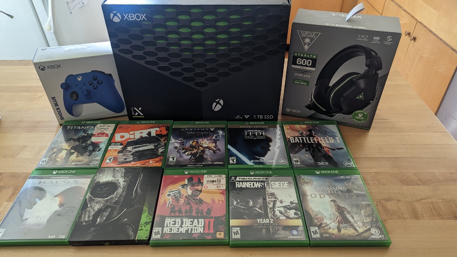 Microsoft Xbox Series X 1TB W/ Headset, Games, And Shock Blue Controller