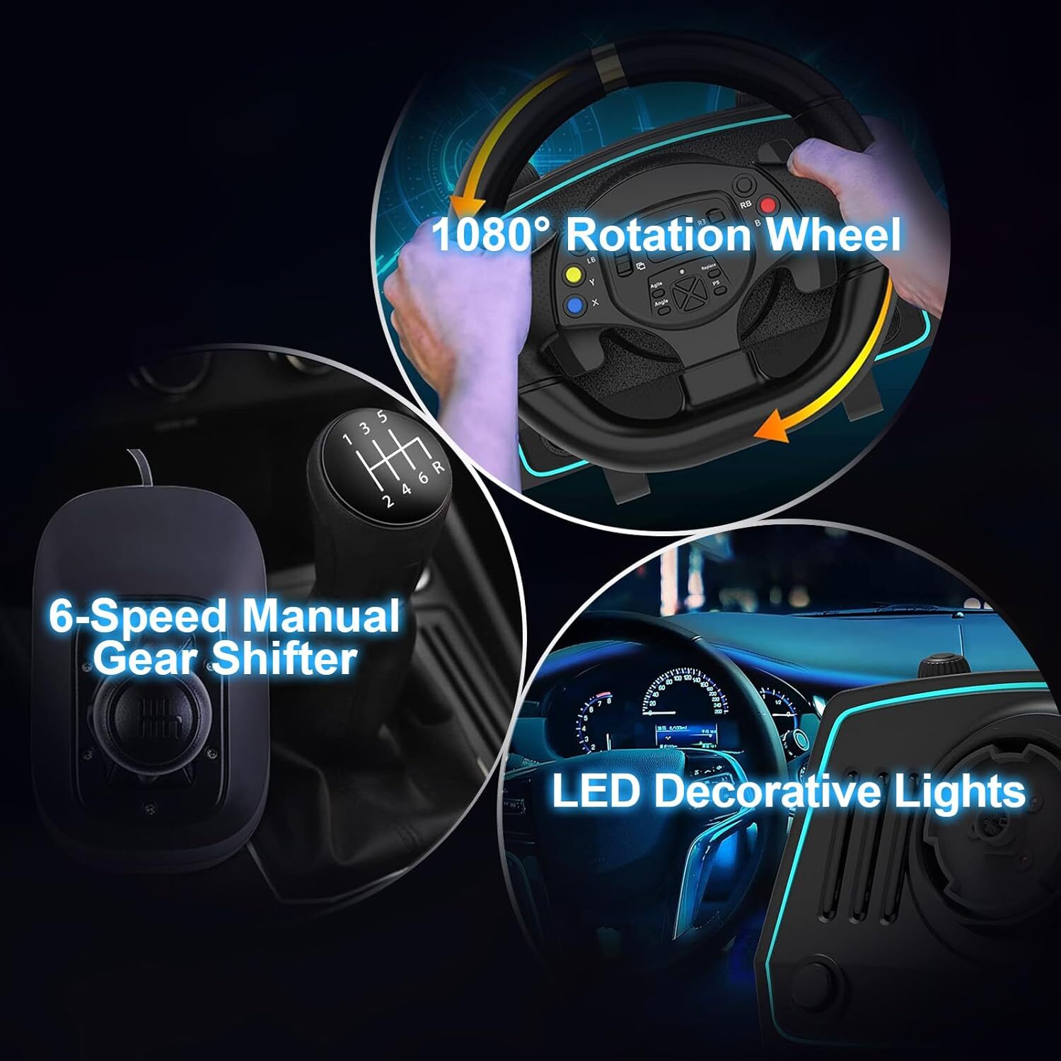 DOYO PC Gaming Steering Wheel with Shifter and Pedal