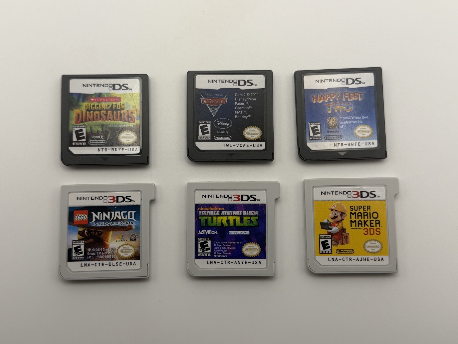 Nintendo DS & 3DS Game Lot of 6 – Ninja Turtles, Super Mario, Cars, Lego Ninjago