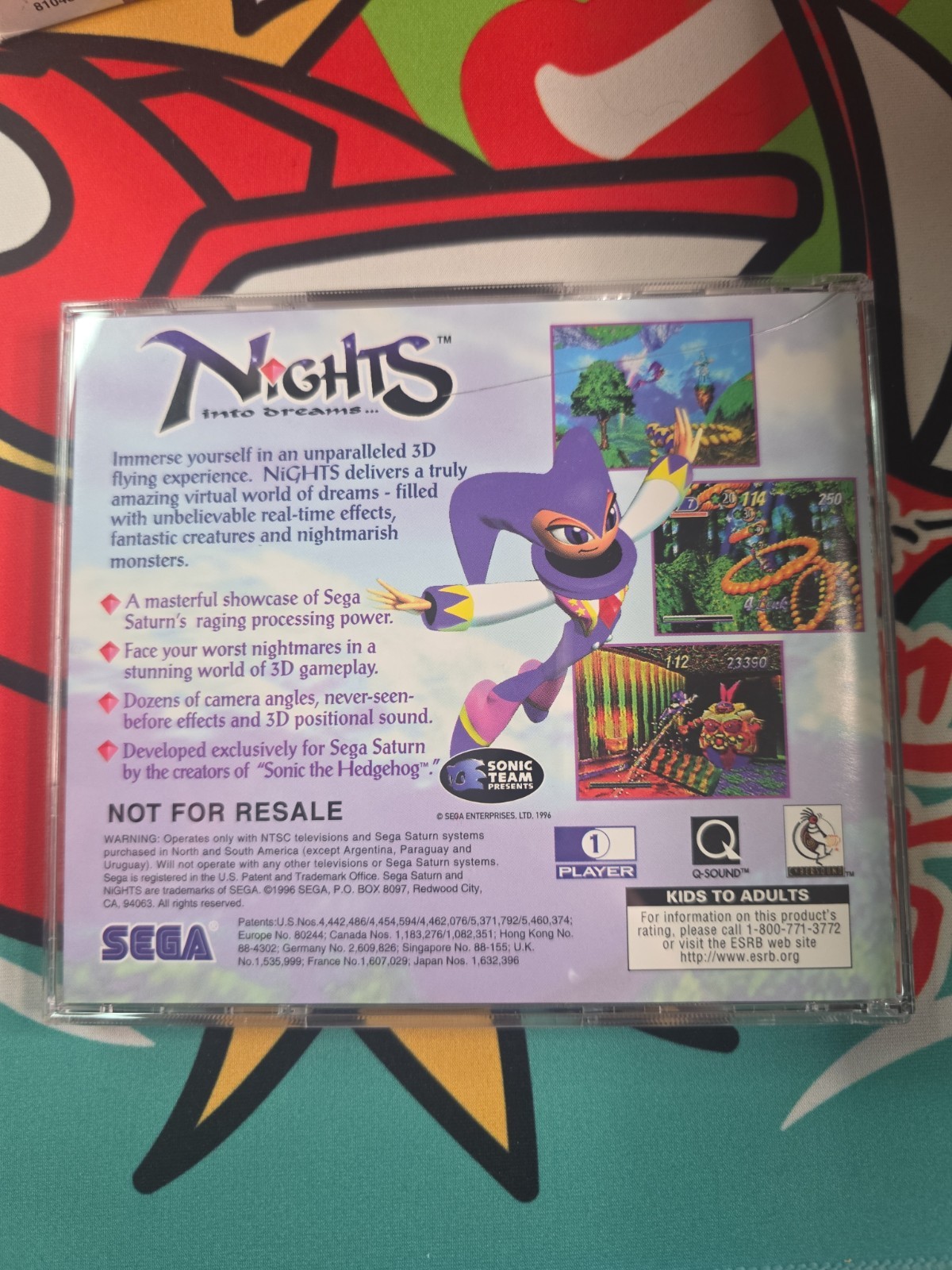 Nights Into Dreams (Sega Saturn) Big Box w/3D Control Pad Complete 2 Reg Cards