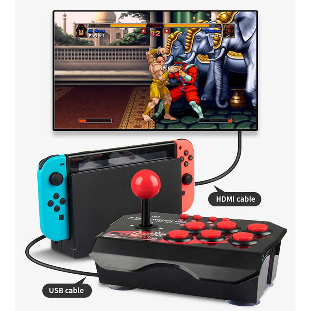 4-in-1 Arcade Fight Stick Joystick Turbo Controller for Switch PS3 PC Android