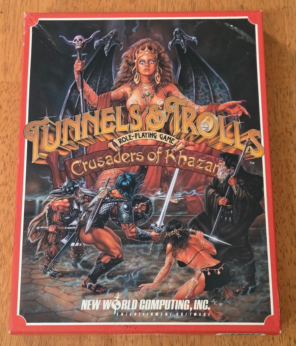 Tunnels Trolls Crusaders Khazan IBM PC Big Box Game 3.5″ Complete CIB 1990 Map