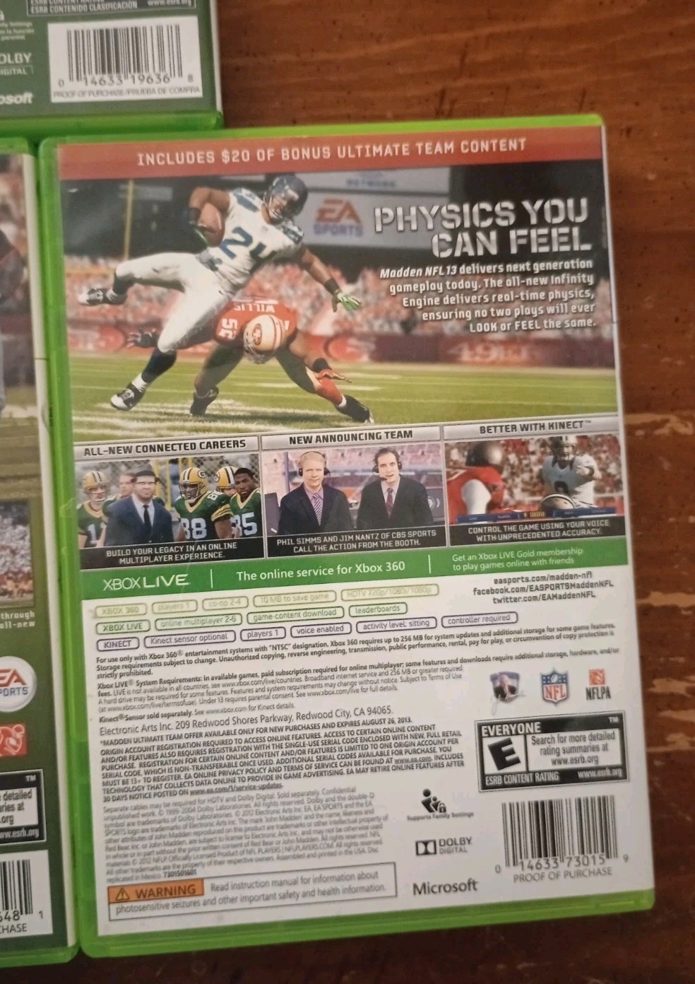 7 XBOX 360 Games Madden NFL 10,11,12,13,FIFA Soccer 12,Tony Hawke Ride,NBA 2K13