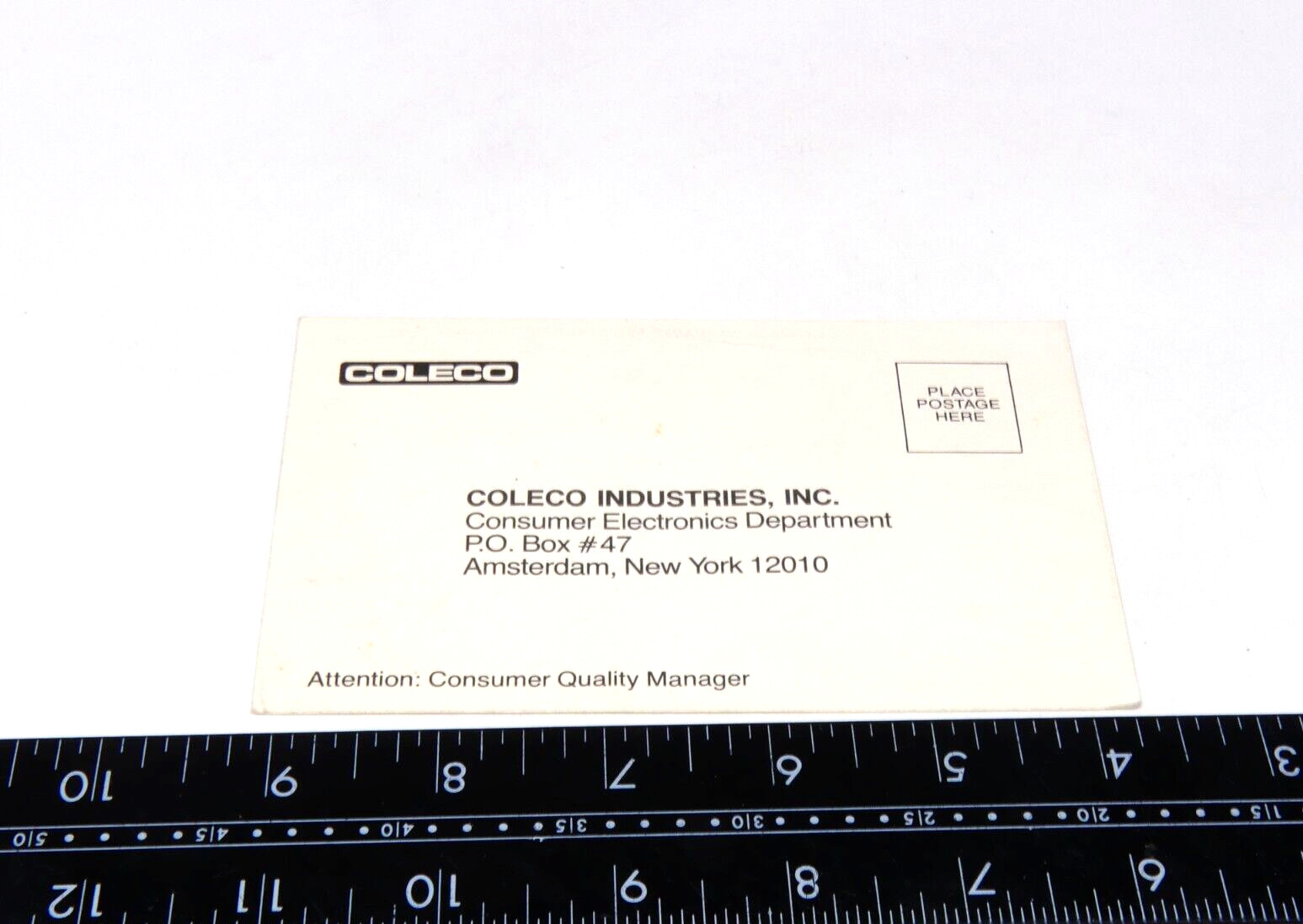Coleco Cartridge Warranty Registration Card No Game
