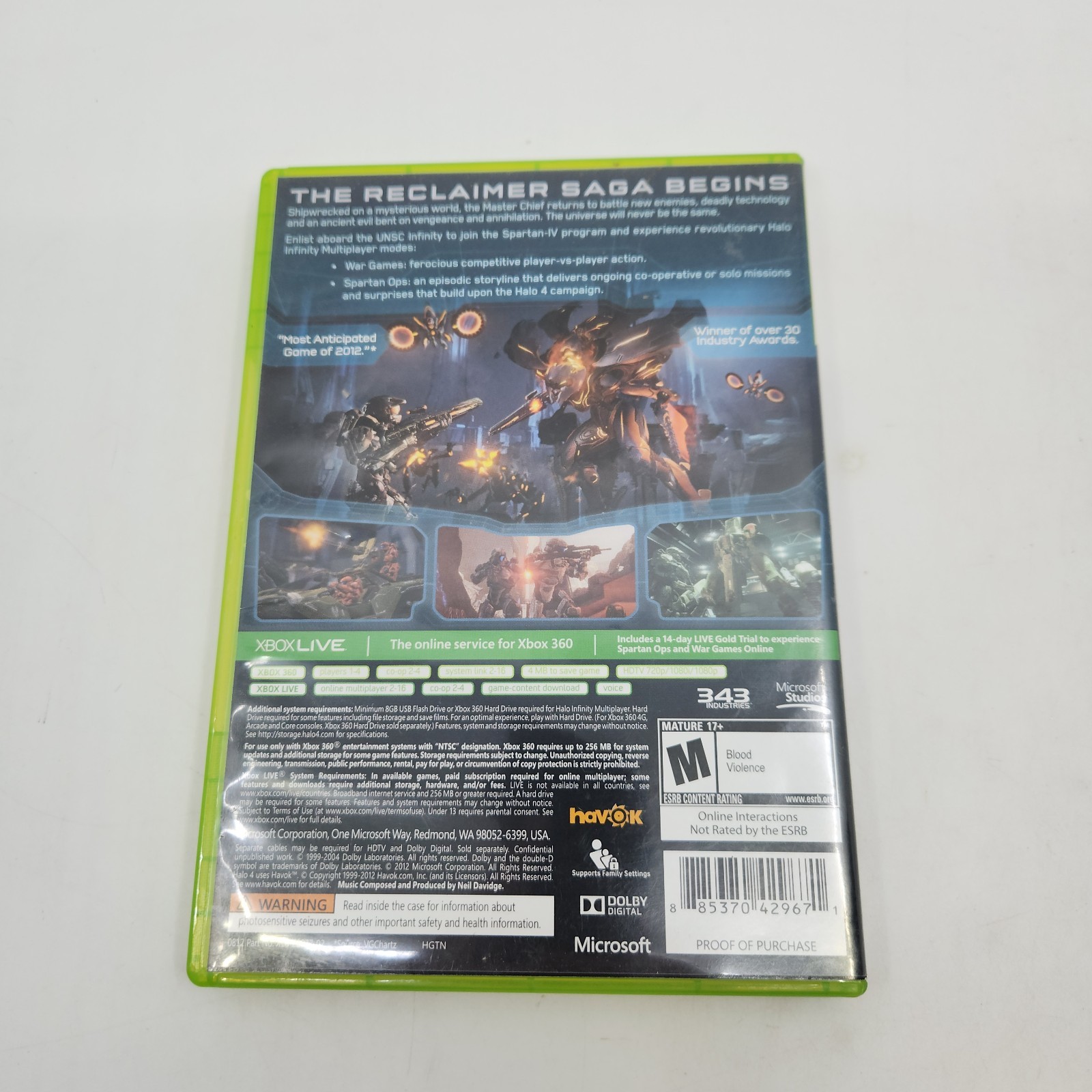 Halo 4 Microsoft Xbox 360 2012 2 Disc Set 343 Industries No Manual Pre-owned
