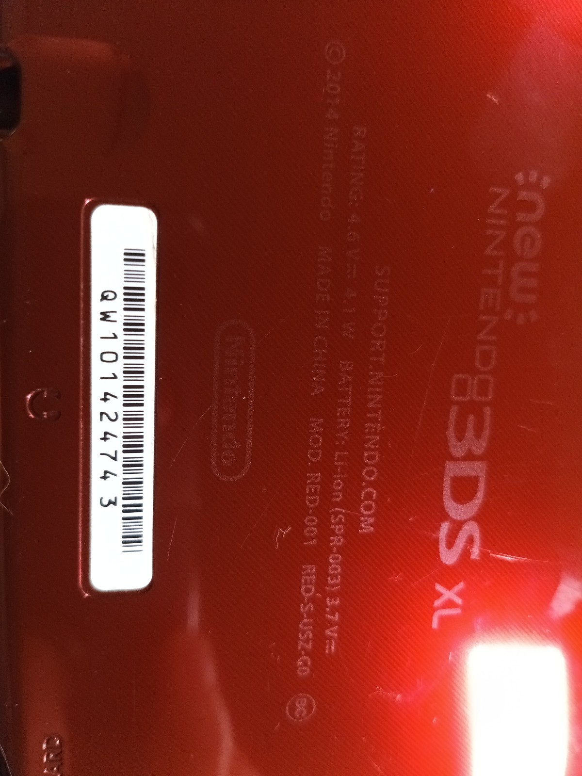 Nintendo New 3DS XL 120GB RED-001 Red (Wi-Fi) USB Charging Cable/Super Smash Bro