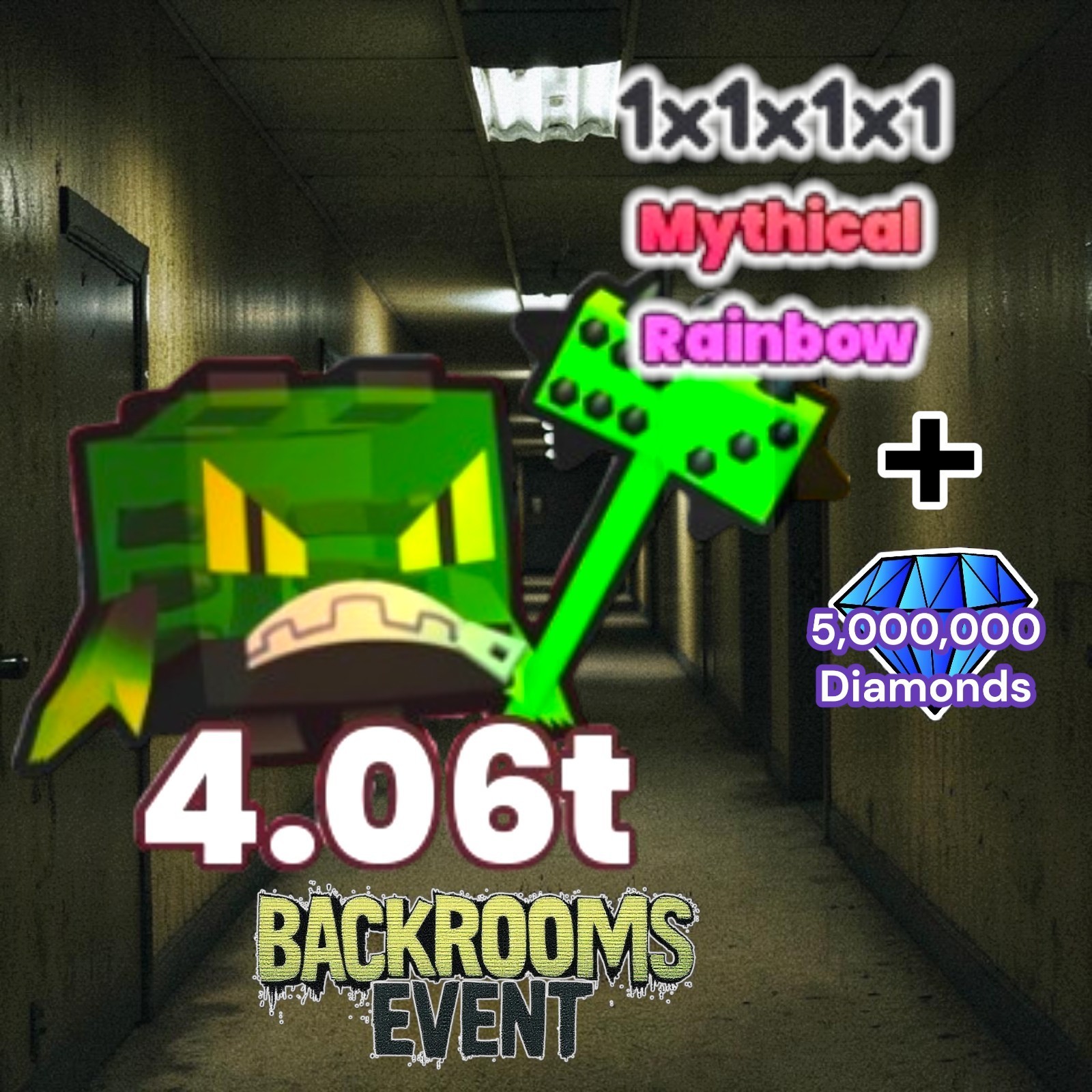 Rainbow 1x1x1x1 (Backrooms Event) + 5 Million Diamonds. PS99
