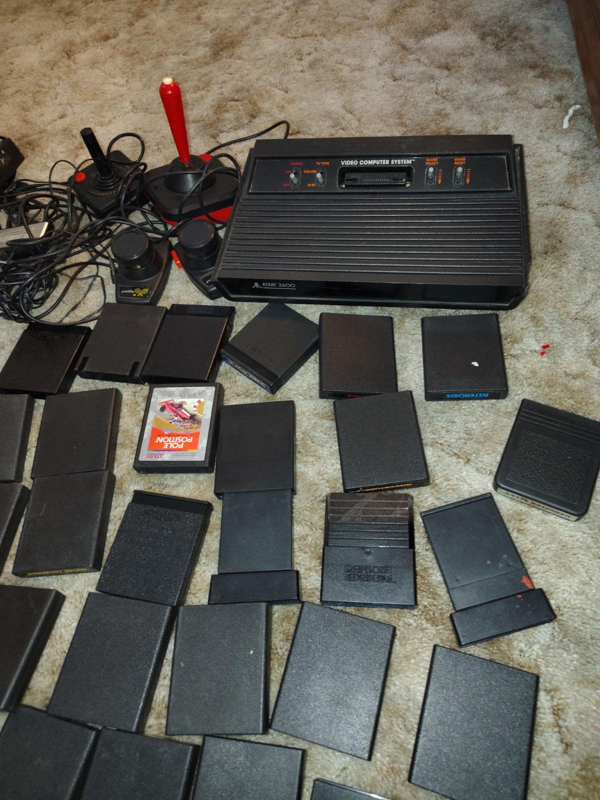 USED UNTESTED Huge Assorted Atari 50+ Video Game Console & Game Lot 80s Joystick