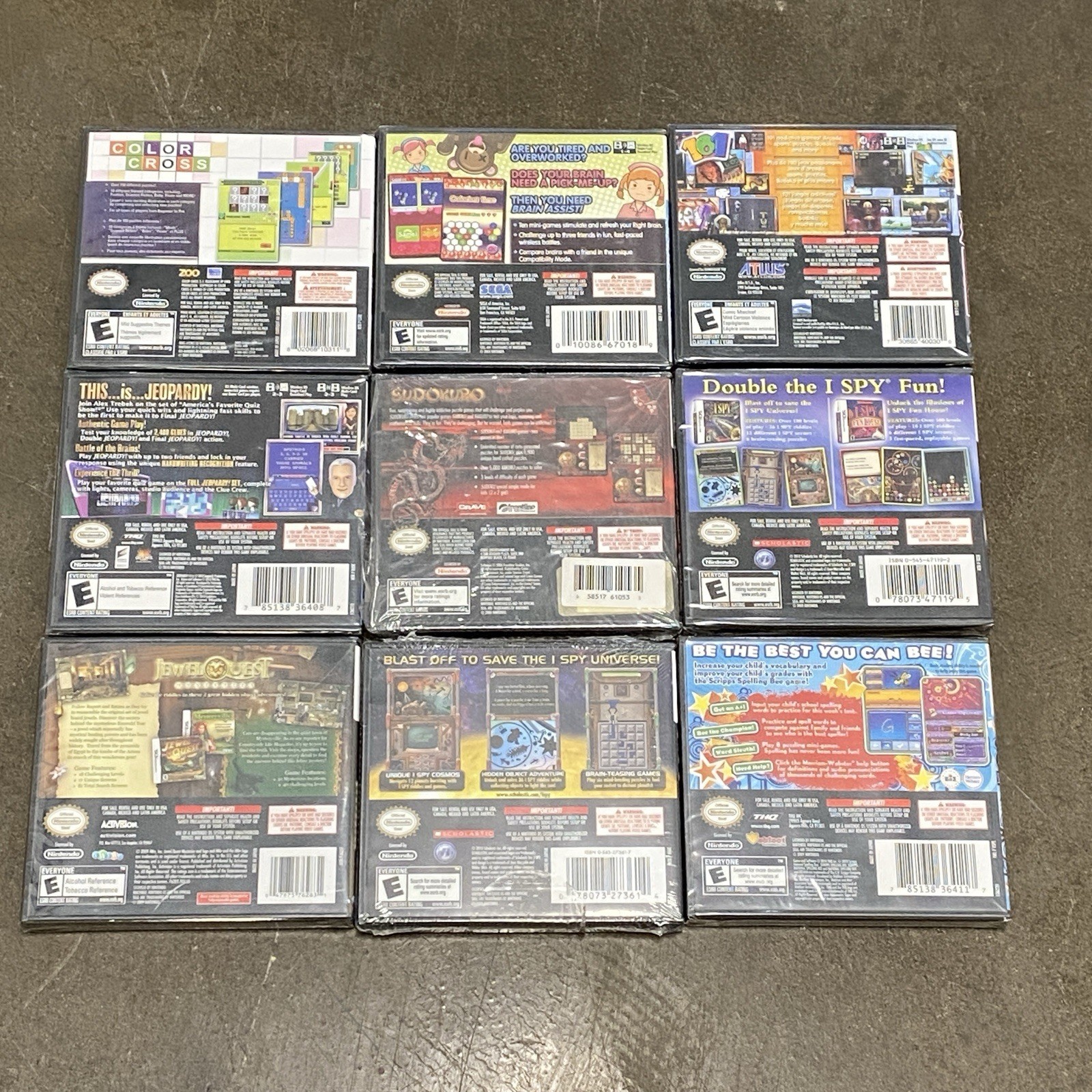 Nintendo DS 24 Game Lot 9 New Sealed & 15 CIB Tested Brain Age Puzzle Jeopardy +