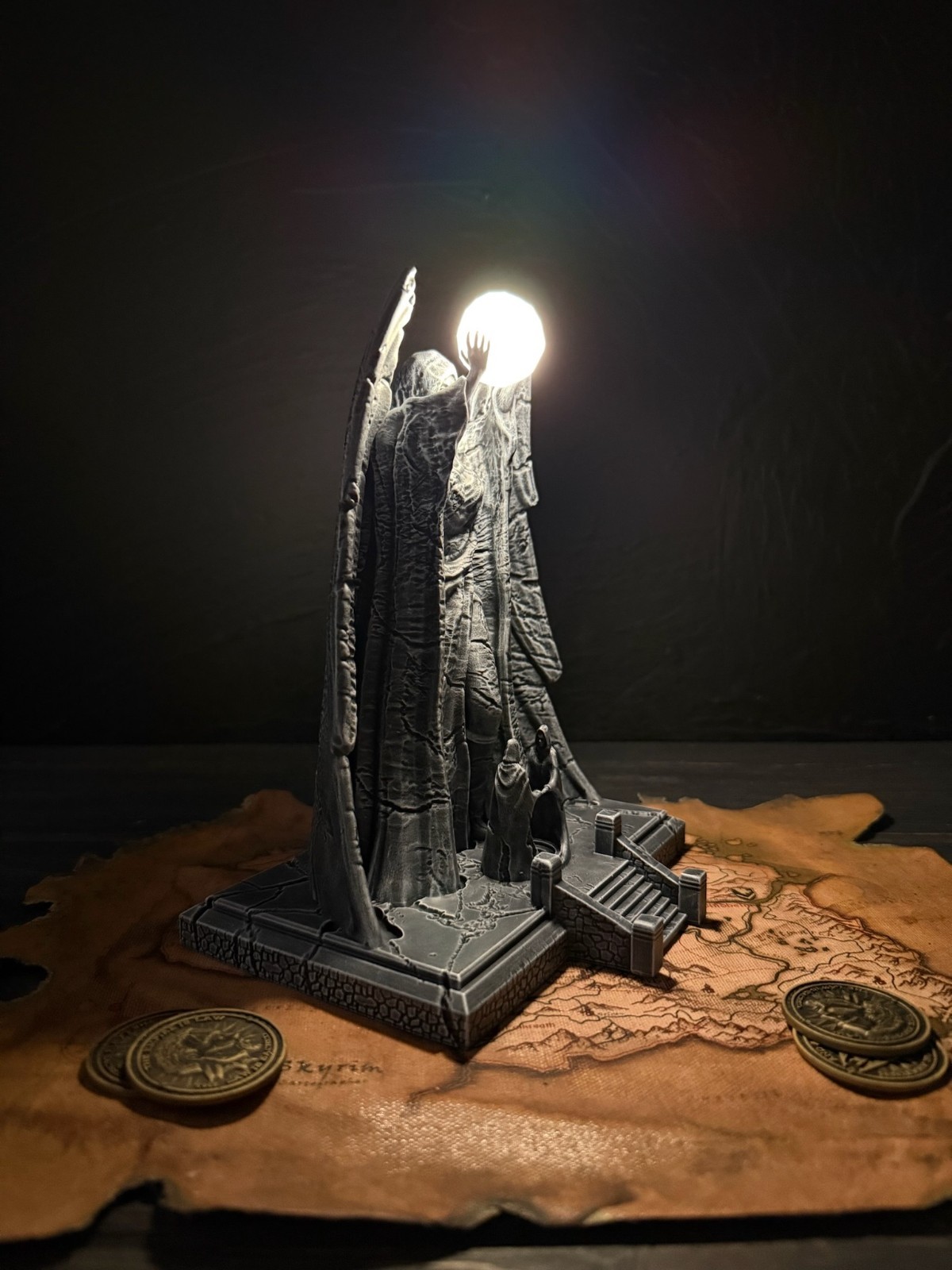 Statue of Meridia, LED Beacon of Dawn, Skyrim Inspired Glowing Figurine