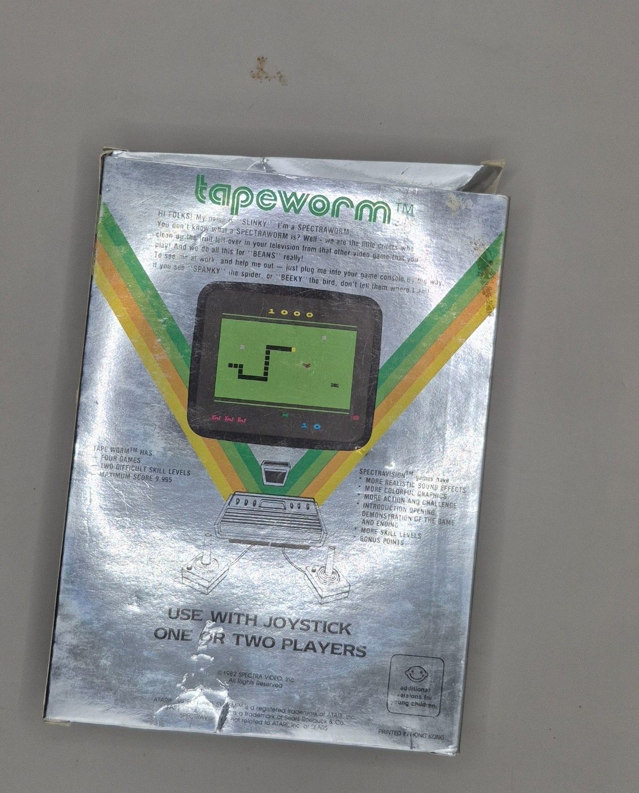 Tapeworm 1982 Atari 2600 Spectravision Complete CIB Box + Game + Manual