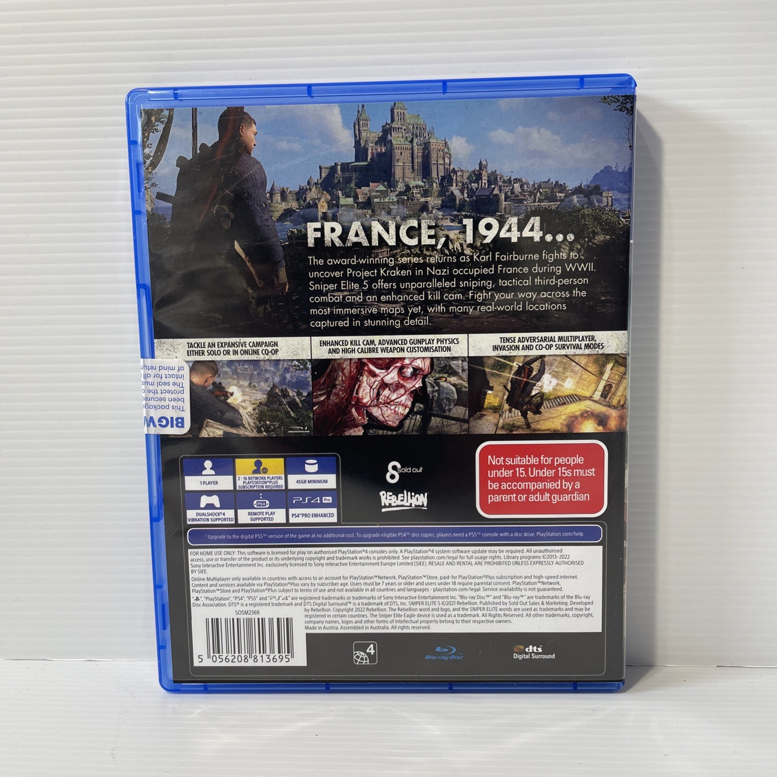 Sniper Elite 5 PS4 Playstation 4 Game PAL Version AU PS5 Upgrade Available VGC