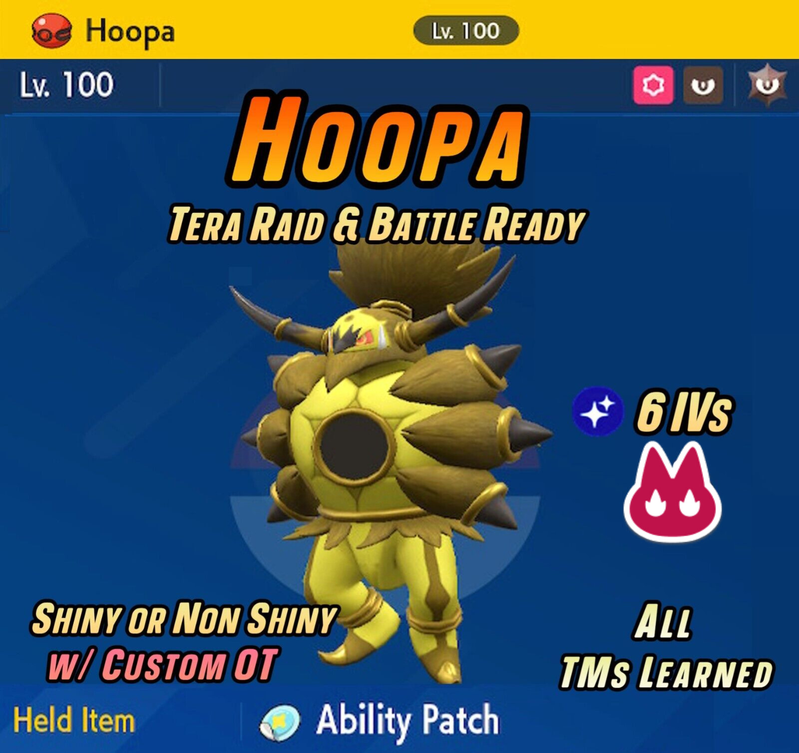 HOOPA Alpha Shiny ✨ Unbound • 6IV & EVs • Custom OT ✨ Pokemon Scarlet and Violet