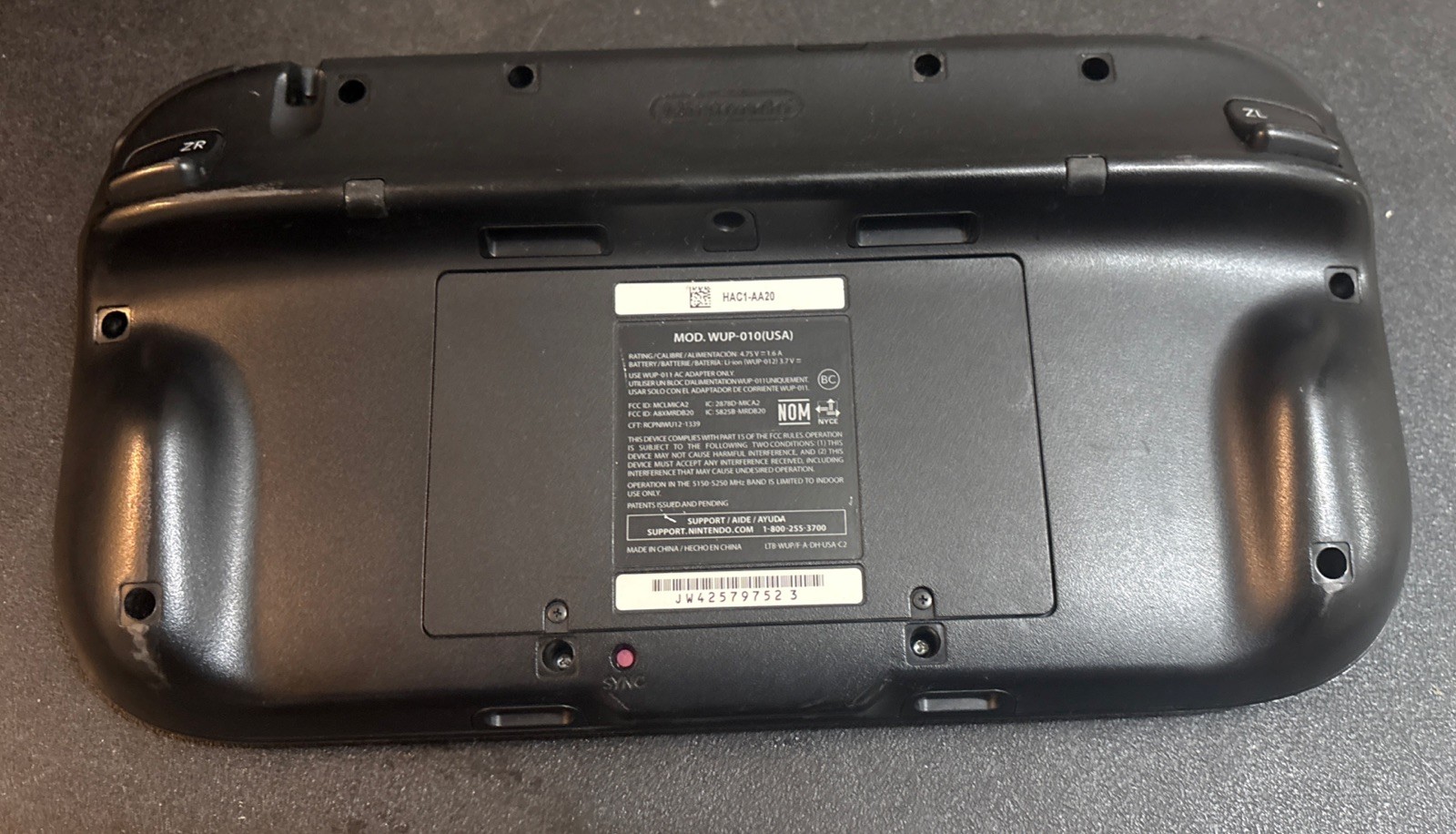 Nintendo Wii U Game Pad WUP-010 For Parts Or Repair Won’t Power On AS-IS