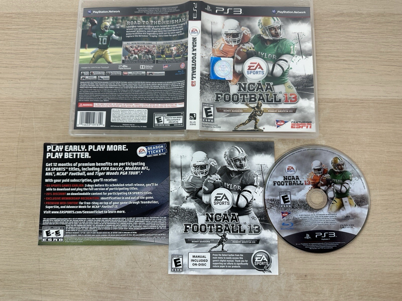 NCAA Football 13 – PlayStation 3, PS3 – CIB Complete w/ Manual & Insert – Tested