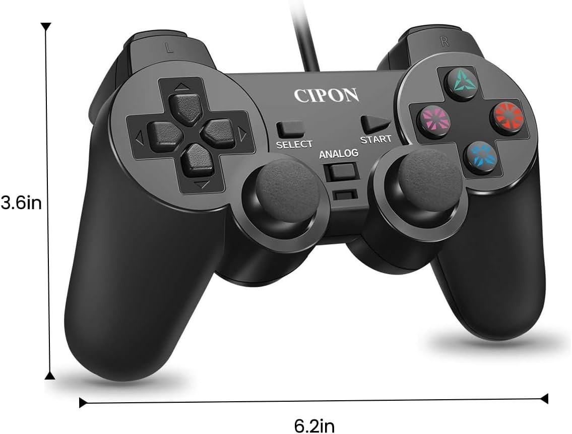 Wired Controller for PS-2 Console, Black Remote Controllers, PS-2 Accessories…