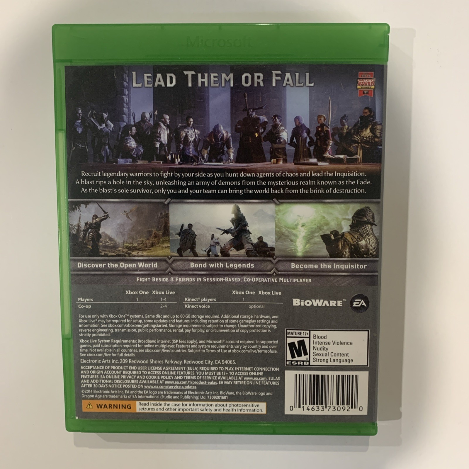 Dragon Age: Inquisition (Microsoft Xbox One, 2014) tested and working no manual