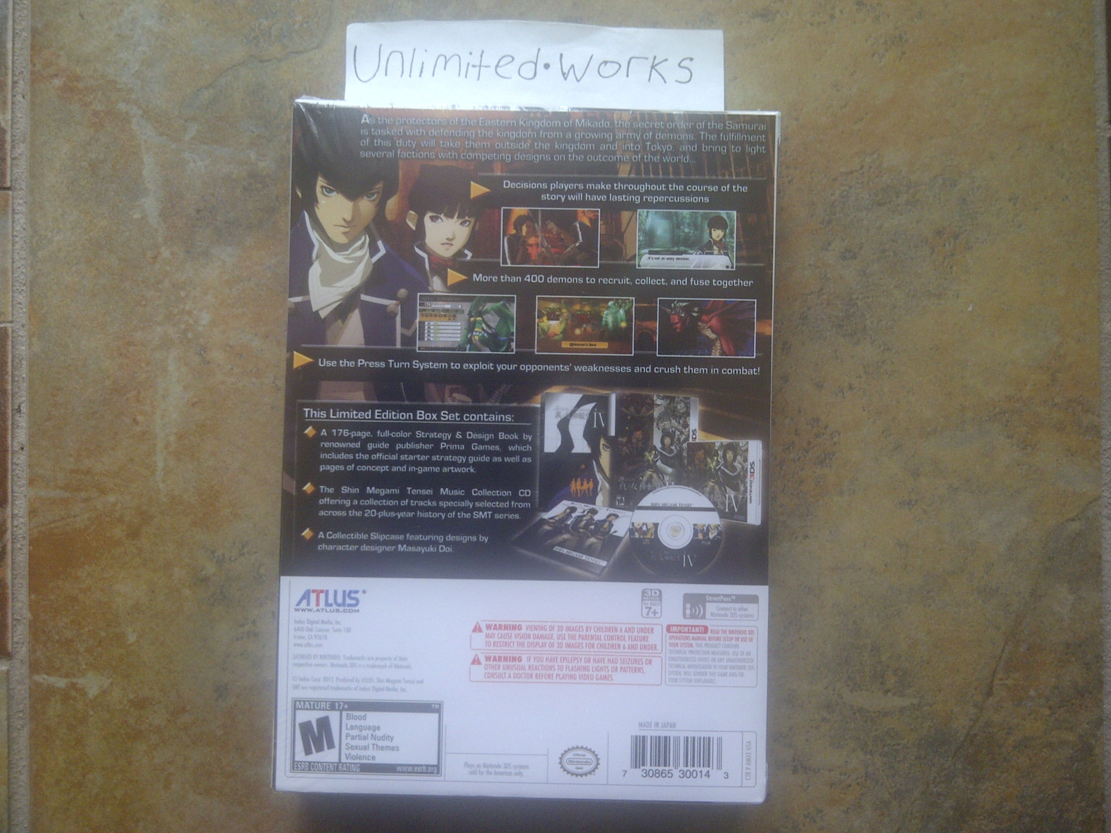 Shin Megami Tensei IV 4 Limited Collector’s Edition Box Set Nintendo 3DS New