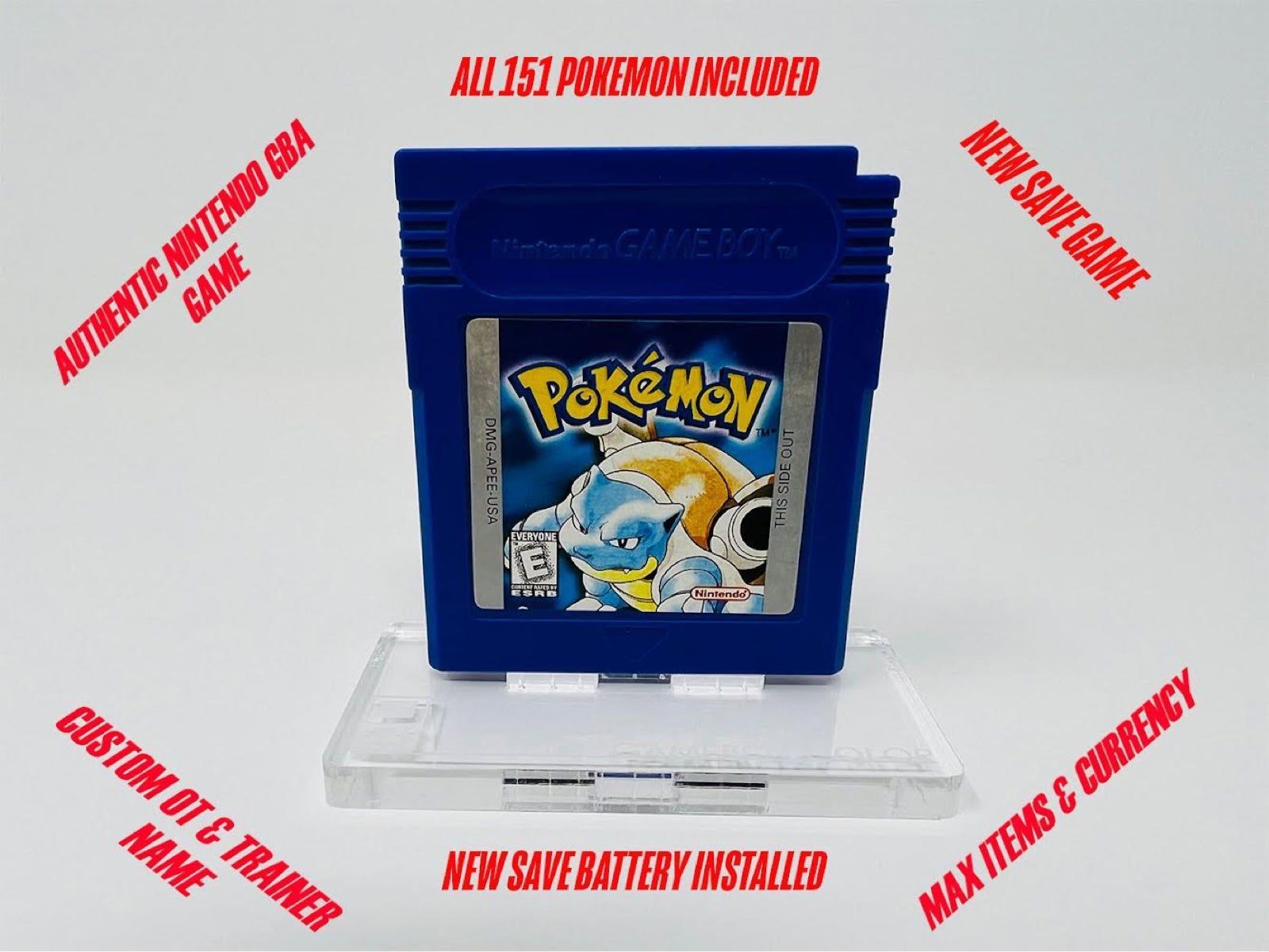 Ultimate Pokémon Blue GBC – All Pokémon (Legal), Max Items, New Save Battery