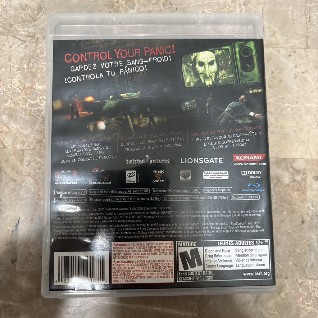 Konami Saw Sony PlayStation 3 PS3 2009 M NTSC-U/C Survival Horror Manual