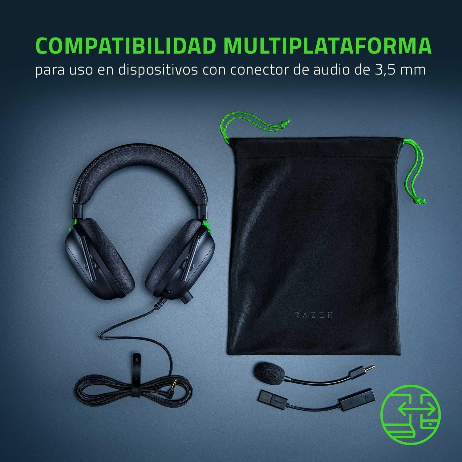 Razer – BlackShark V2 w/ usb Sound Card Wired 7.1 Spatial Surround Sound 50mm d