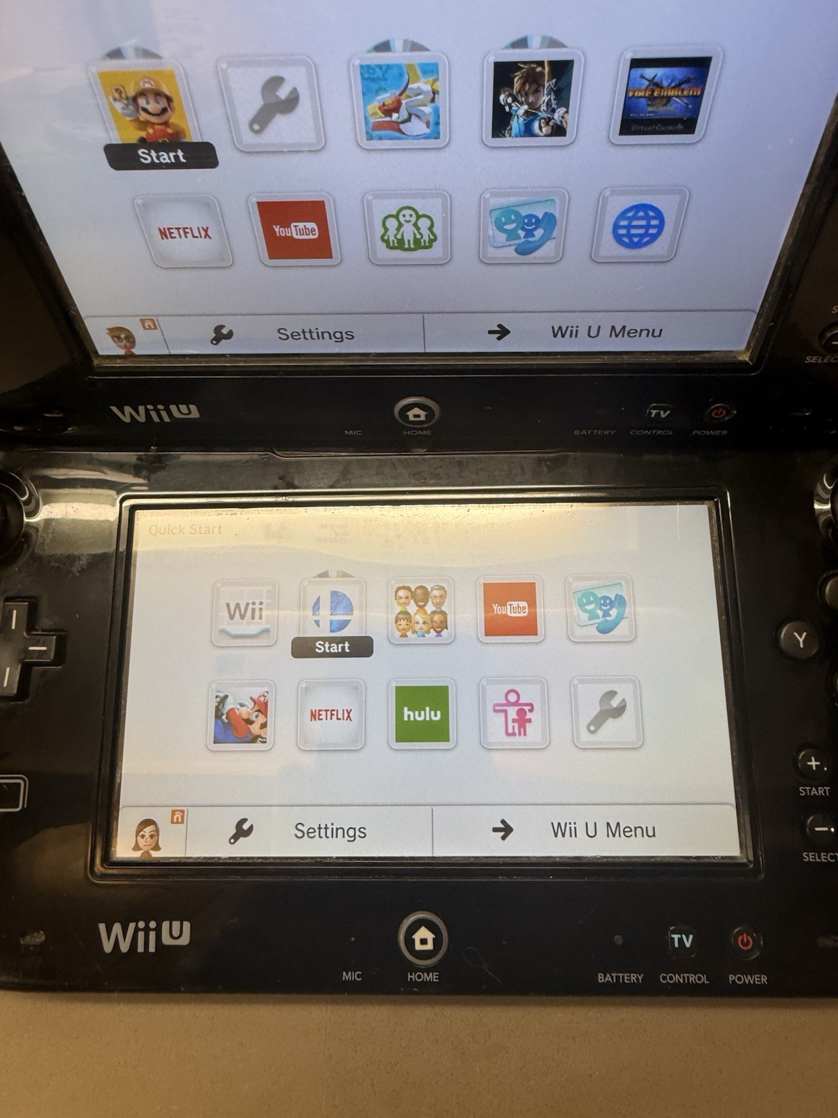 Nintendo Wii U GamePad WUP-010 (USA) Black Tablet Lot Of 2 W/ Chargers